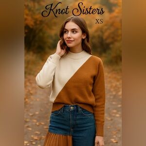 Knot Sisters Women's Brown and Cream Sweater - Size XS - NWT